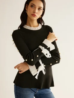 COMMENSE Pearl Decor Panel Pleated Blouse* Blouses & Shirts|Tops