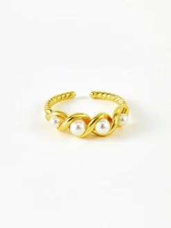 COMMENSE Pearl Decor Twist Open Ring* Rings & Bracelets|Accessories