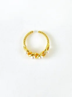 COMMENSE Pearl Decor Twist Open Ring* Rings & Bracelets|Accessories