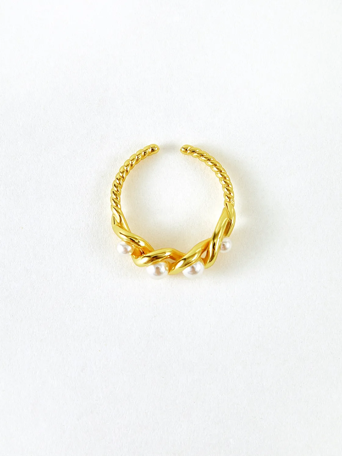 COMMENSE Pearl Decor Twist Open Ring* Rings & Bracelets|Accessories
