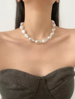 COMMENSE Pearl Effect Resin Necklace* Necklaces|Accessories