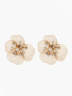 COMMENSE Pearl Etched Flower Earrings* Earrings|Accessories