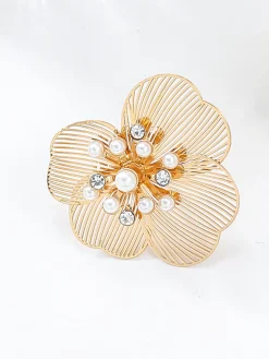 COMMENSE Pearl Etched Flower Earrings* Earrings|Accessories