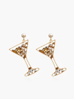 COMMENSE Pearl Rhinestone Wine Glass Drop Earrings* Earrings|Accessories