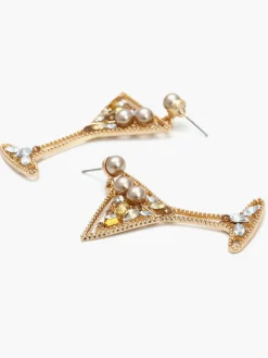 COMMENSE Pearl Rhinestone Wine Glass Drop Earrings* Earrings|Accessories