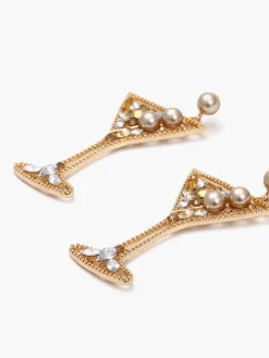 COMMENSE Pearl Rhinestone Wine Glass Drop Earrings* Earrings|Accessories