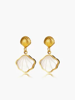 COMMENSE Pearl Seashell Earrings* Earrings|Accessories