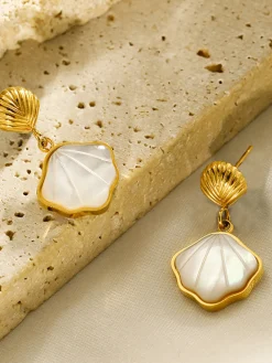 COMMENSE Pearl Seashell Earrings* Earrings|Accessories