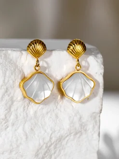 COMMENSE Pearl Seashell Earrings* Earrings|Accessories