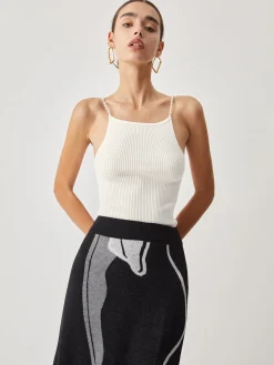 COMMENSE Pearl Strap Rib Cami Top* Tank Tops & Camis|Tops