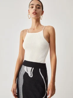 COMMENSE Pearl Strap Rib Cami Top* Tank Tops & Camis|Tops