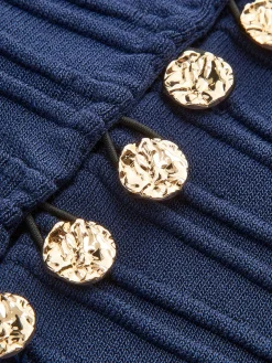 COMMENSE Pebble Pleated Button Knit Top* Sweater Tops|Sweaters & Cardigans