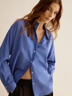 COMMENSE Pinstripe Breasted Loose Shirt* Blouses & Shirts|Tops