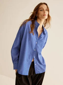 COMMENSE Pinstripe Breasted Loose Shirt* Blouses & Shirts|Tops