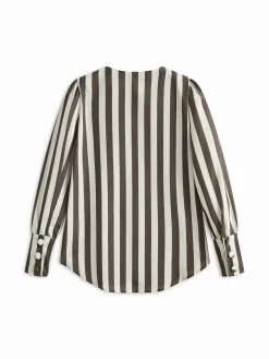 COMMENSE Pinstripe Button Long Sleeve Blouse* Blouses & Shirts|Tops
