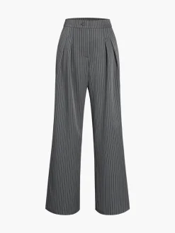 COMMENSE Pinstripe Pleated Wide-Leg Pants* Pants|Bottoms