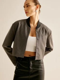 COMMENSE Pinstripe Pocket Short Jacket* Outerwear|Jackets