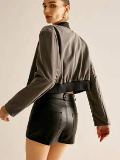 COMMENSE Pinstripe Pocket Short Jacket* Outerwear|Jackets