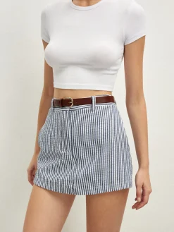 COMMENSE Pinstripe Pockets Shorts With Belt* Shorts|Bottoms