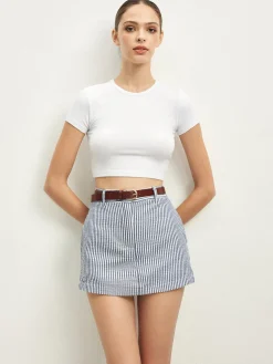 COMMENSE Pinstripe Pockets Shorts With Belt* Shorts|Bottoms