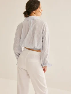 COMMENSE Pinstripe Semi-Sheer Polo Shirt* Blouses & Shirts|Tops