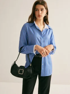COMMENSE Pinstripe Thin Polo Shirt* Blouses & Shirts|Tops