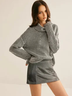 COMMENSE Pinstripe Turtleneck Sweater* Sweater Tops|Sweaters & Cardigans