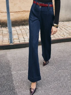 COMMENSE Piping Belted Decor Straight Jeans* Jeans|Pants