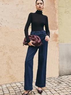COMMENSE Piping Belted Decor Straight Jeans* Jeans|Pants