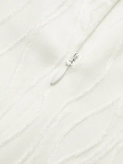 COMMENSE Piping Pleated Zipper Dress* White Dresses|Casual Dresses