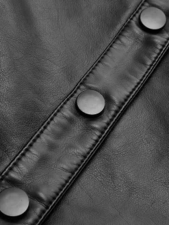 COMMENSE Piping Rivet Button PU Leather Jacket* Outerwear|Jackets