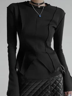 COMMENSE Piping Slim Jersey Blouse* Blouses & Shirts|Tops