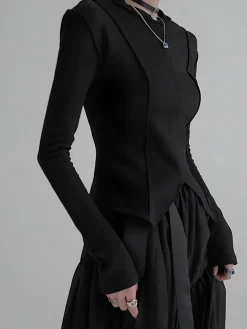 COMMENSE Piping Slim Jersey Blouse* Blouses & Shirts|Tops