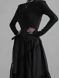 COMMENSE Piping Slim Jersey Blouse* Blouses & Shirts|Tops