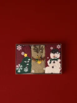 COMMENSE 3pk Christmas Coral Velvet Socks With Box* Socks & Tights|Accessories
