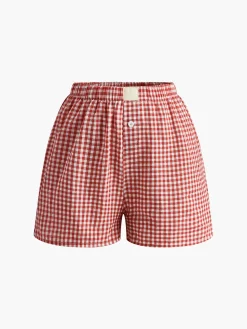 COMMENSE Plaid Button Shorts* Shorts|Bottoms