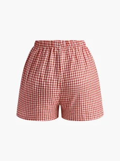 COMMENSE Plaid Button Shorts* Shorts|Bottoms