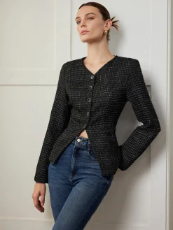 COMMENSE Plaid Button Split Slim Blazer* Outerwear|Blazers