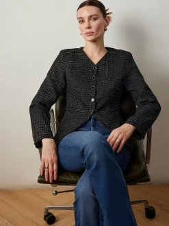 COMMENSE Plaid Button Split Slim Blazer* Outerwear|Blazers