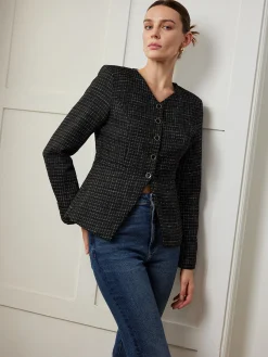 COMMENSE Plaid Button Split Slim Blazer* Outerwear|Blazers
