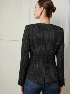 COMMENSE Plaid Button Split Slim Blazer* Outerwear|Blazers