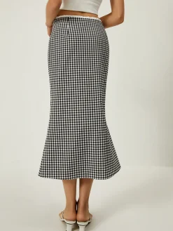 COMMENSE Plaid Print Mermaid Midi Skirt* Skirts|Bottoms