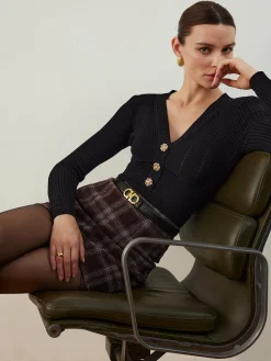 COMMENSE Plaid Tweed Mini Skirt* Skirts|Bottoms
