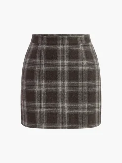 COMMENSE Plaid Tweed Mini Skirt* Skirts|Bottoms