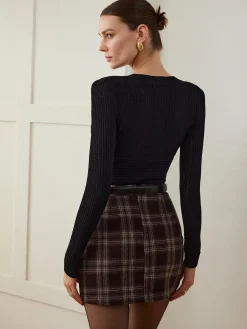 COMMENSE Plaid Tweed Mini Skirt* Skirts|Bottoms
