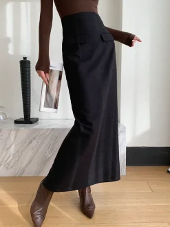 COMMENSE Plain A-Line Maxi Skirt* Skirts|Bottoms