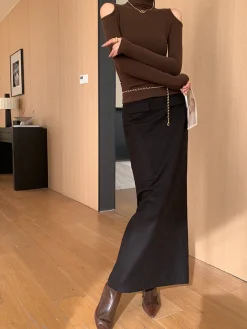 COMMENSE Plain A-Line Maxi Skirt* Skirts|Bottoms