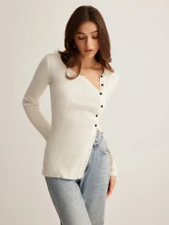 COMMENSE Plain Asymmetrical Breasted Sweater* Sweater Tops|Sweaters & Cardigans