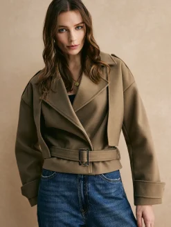 COMMENSE Plain Belted Warm Jacket* Outerwear|Jackets
