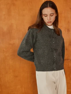 COMMENSE Plain Bow-Breasted Cardigan* Cardigans|Sweaters & Cardigans